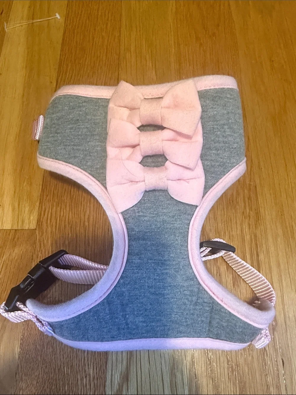 Gray & Pink Bow Dog Harness